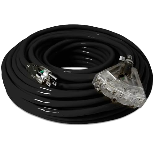100 ft Outdoor Extension Cord Waterproof - 12 Gauge Heavy Duty Extension Cord 100 ft - Lighted Outdoor Extension Cords with Multiple Outlets - Watts Wire - 100' Grounded - extensiones electricas - size: 100 Ft