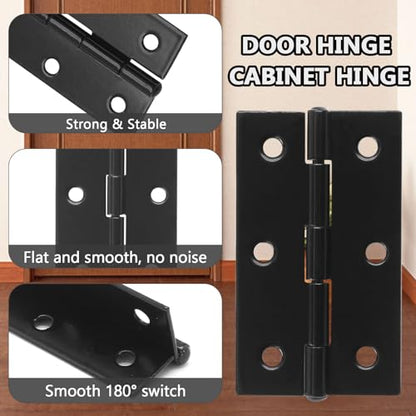 Murtenze 6 Pack 2.5 Inch Door Hinges, Black Butt Hinges with Mounting Screws - color: Black, size: 2.5 Inch - 6PCS