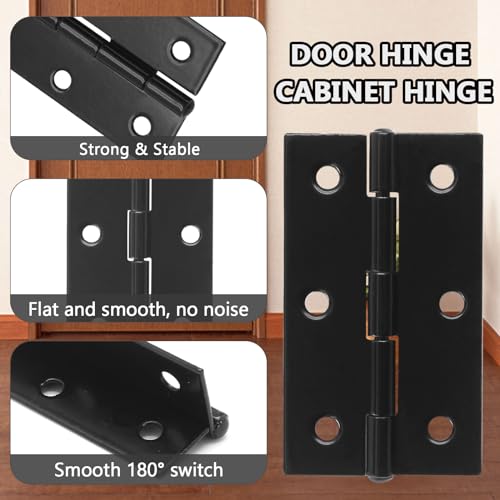 Murtenze 6 Pack 2.5 Inch Door Hinges, Black Butt Hinges with Mounting Screws - color: Black, size: 2.5 Inch - 6PCS