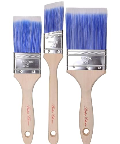 Bates- Paint Brushes, 3 Pack, Assorted Sizes, Treated Wood Handle, Paint Brushes for Walls with One Angled Brush, Stain Brush, Wall Paint Brushes, Paint Brushes for Painting Walls, Painting Brush - color: Wood Handle Angle/Flat, size: 3 Pack, 1.5", 2", 3"