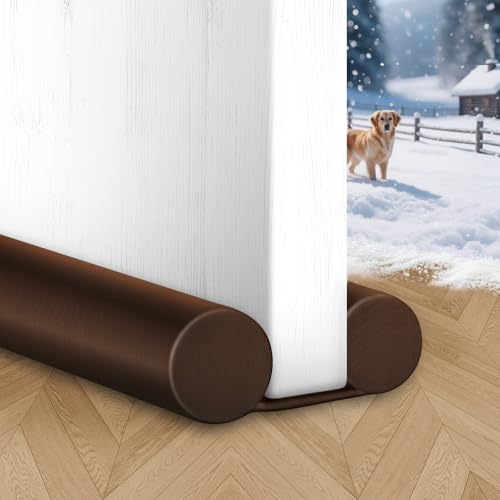 MAXTID Brown Door Draft Stoppers, Adjustable 32"-38", Double Sided, Insulation Strip, Air Stopper, Gap Filler - color: Brown, size: 38 in