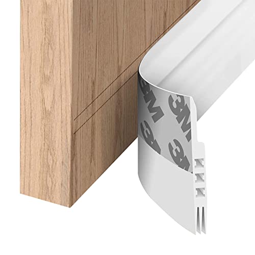 Door Draft Stopper Under Door Draft Blocker Insulator Door Sweep Weather Stripping Noise Stopper Strong Adhesive 39'' Length - color: White