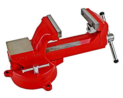 Yost Vises ADI-4 Heavy Duty Vise | 130,000 PSI Tensile Strength Austempered Ductile Iron Bench Vise | 4 Inch Jaw Width with a 360 Degrees Interlocking Swivel Base and 2 Lockdowns | Red - size: 4 Inches