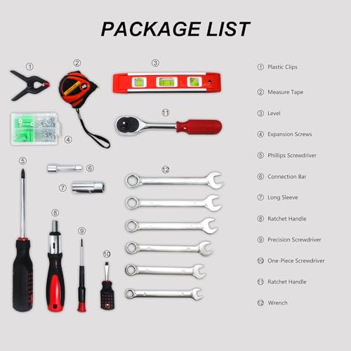 Combined Maintenance Hand Tool Box with Toolset-238 pieces of Basic Home Mechanic Toolbox.General Machinery Tool Set.Home Mechanic Tool Kit Box for Men.Toolset Suitcase