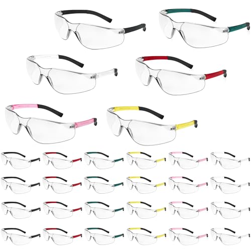 Salfboy Safety Glasses for Men Women ANSI Z87.1 Safety Glasses Bulk Protective Eyewear Scratch-Resistant - color: 118-30pcs-leg Colorful