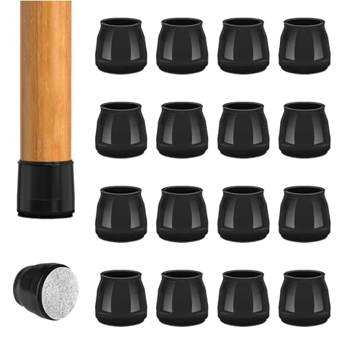 16pcs Round Chair Leg Floor Protectors, Felt Pads Chair Leg Protectors for Hardwood Floors, Silicone Furniture Feet Cups Covers Felt Pads, Prevents Scratches & Reduce Noise, Black, Small - color: Black-16pcs, size: Universal S (0.90'' -1.20'')