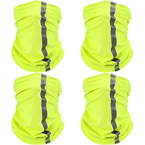 SATINIOR 4 Pcs Neck Gaiter Face Mask for Men Reflective Face Cover Scarf Summer UV Sun Protection Balaclava Bandana for Work - color: Yellow