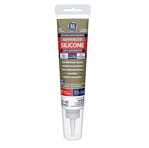 GE Sealants & Adhesives Advanced Silicone 2* Kitchen & Bath Sealant, 2.8oz, Clear