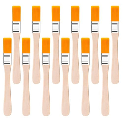 12PCS Paint Brushes,1/2 Inch Flat Small Paint Brush with Wood Handle,Nylon Bristle Trim Painting Tool,Touch Up Paints Brushes for Walls Cabinets Fences Furniture (Yellow Pencil Hair) - color: Yellow Pencil Hair