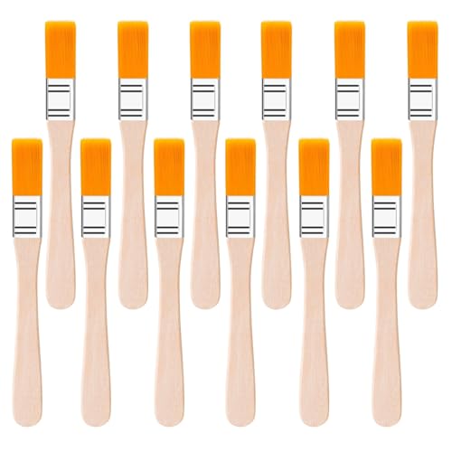 12PCS Paint Brushes,1/2 Inch Flat Small Paint Brush with Wood Handle,Nylon Bristle Trim Painting Tool,Touch Up Paints Brushes for Walls Cabinets Fences Furniture (Yellow Pencil Hair) - color: Yellow Pencil Hair