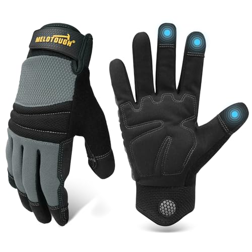 MELOTOUGH Work Gloves for Men Women,Mens Mechanic Work Gloves for Garden,Yard,Warehouse,Touch Screen Working Gloves - color: Black, size: M (Pack of 1)