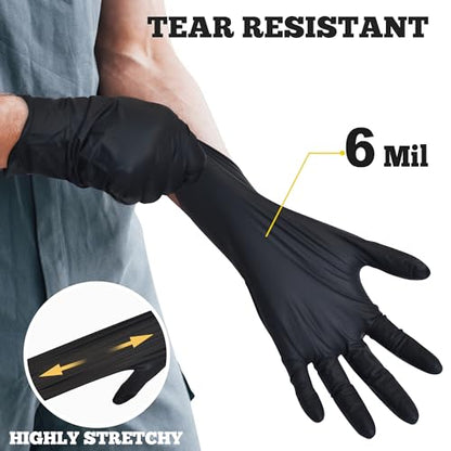 TitanFlex Disposable Nitrile Exam Gloves, 6-mil, Black, Heavy Duty, Latex Free, Food Safe for Cooking & Food Prep - color: 02 Black (M, 100ct)