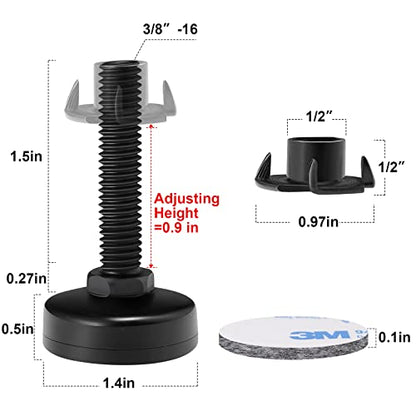 NANMOTUE Leveling Feet, Adjustable Furniture Levelers for Furniture Leg Levelers, Table Chairs Cabinets Sofa Raiser, Heavy Duty Support 2640LBs, T- Nut Kit 3/8”-16 Thread, Large Base (8 Set, Black) - color: 8 Set