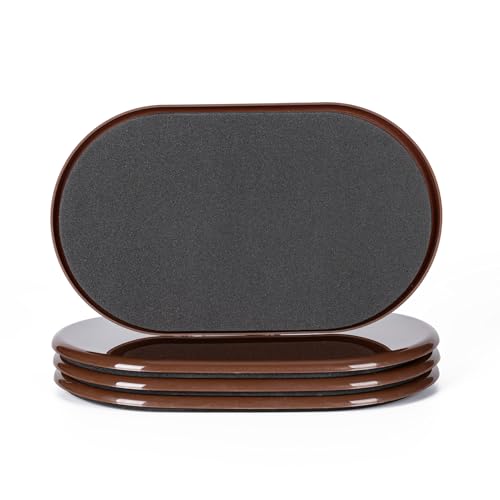 Furniture Sliders, Furniture Sliders Pads for Hardwood Floors, Chair Legs Floors Protectors, Reusable Round Glides Glider, Heavy Duty Furniture Movers Sliders (4 Pcs, 5 3/4inch x 9 1/2inch,Coffee) - size: 9 1/2" Oval-4 Pack Coffee