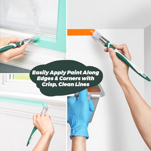 3pcs Trim Paint Brushes Set, 0.6", 0.7", 0.8" Small Paintbrush Synthetic Bristles, Long & Short Easy-Grip Rubber Handle, Trim Brushes for Painting Walls,Cabinets,Windows,Doors,Edges,Corners