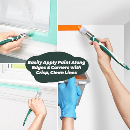 3pcs Trim Paint Brushes Set, 0.6", 0.7", 0.8" Small Paintbrush Synthetic Bristles, Long & Short Easy-Grip Rubber Handle, Trim Brushes for Painting Walls,Cabinets,Windows,Doors,Edges,Corners
