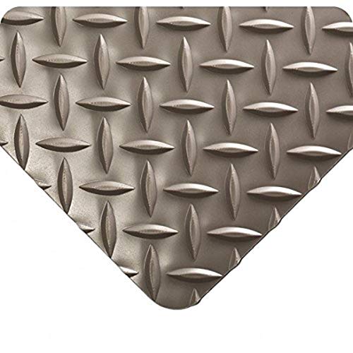Wearwell 385.316x2x8GY Diamond-Plate Runner Mat, 8' Length x 2' Width x 3/16" Thick, Gray - color: Grey, size: 8'
