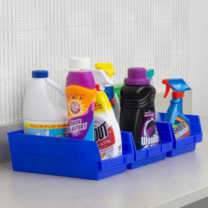 Akro-Mils 30130 Plastic Shelf Bins, Heavy Duty Storage Bins for Garage, Closet, and Drawer Organization, 12" x 6-1/2" x 4", Blue, 12-Pack - color: Blue