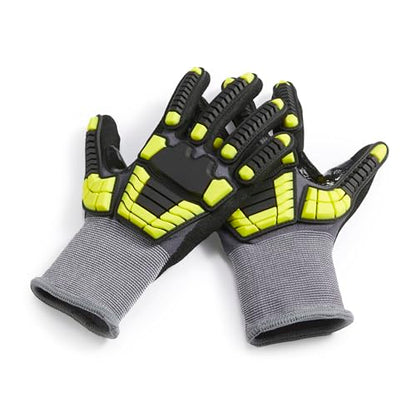 Amazon Basics Safety Work Gloves, Cut Level A1, Abrasion ANSI Level A4, Impact-Resistant, Touch Screen Friendly, 15G Sandy Nitrile Palm, Yellow, Size XXXS, Pack of 120 Pairs - size: 3X-Small
