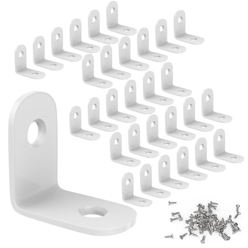 30Pcs 1" x 1" Stainless Steel Corner Brace, 90 Degree Small Right Angle L-Shape Joint Corner Brackets Fastener with Screws, Perfect for Furniture, Cabinets, Bookshelf, Chair, Drawer, Shelves