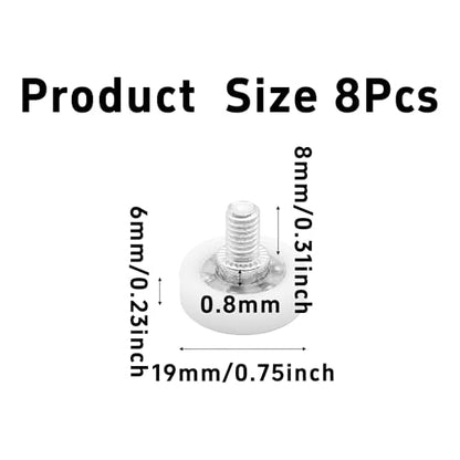 8Pcs 19mm Drawer Rollers, Nylon Drawer Pulley Replacement Wheels with Bearings and Nuts, Small Slide Roller for Cabinet, Sliding Door, Filing Cabinet, Smooth Drawer Positioning Guide - size: 19mm