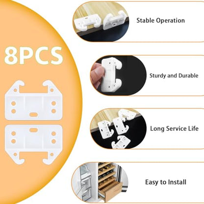 Drawer Guides Plastic Drawer Track Rail Guide Brackets for Dresser Cabinet Closet Drawers, White, 8 PCS