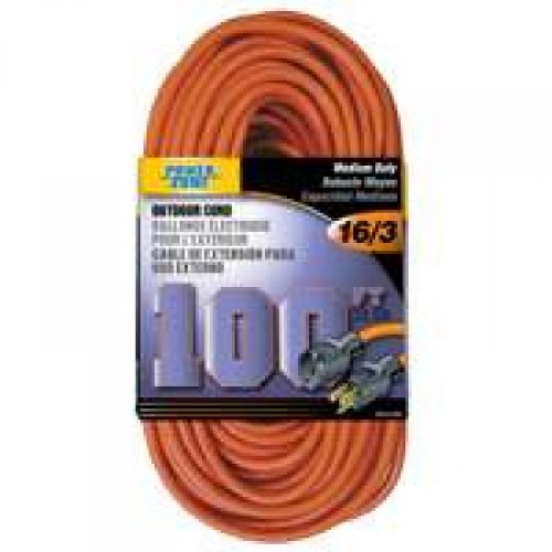 Cord Extension Outdoor 16/3x100ft Orange
