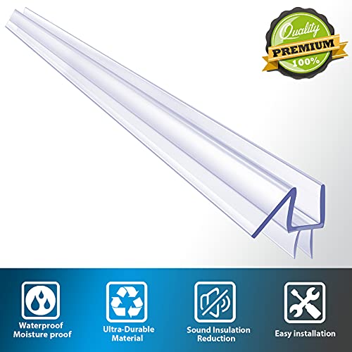 Butecare Premium Frameless Shower Door Bottom Seal Strip for Glass Doors - Shower Door Seal Sweep (1/4”x 39”, Clear Vinyl) - size: 1/4”x 39”