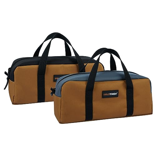 MELOTOUGH Tool Tote Bag Canvas Tool Bag with Zipper Utility 14 Inch Small Tool Storage Bags for Electrician,HVAC,Plumbing,Technician(Black & Grey) - color: B & G