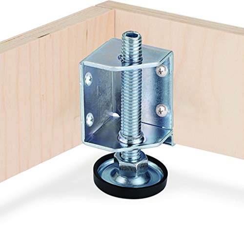 OwnMy Heavy Duty Adjustable Leveling Feet Corner Protector Guard Bracket Furniture Legs Levelers for Furniture, Table, Cabinets, Workbench, 2 Left and 2 Right Corner Leveling Legs