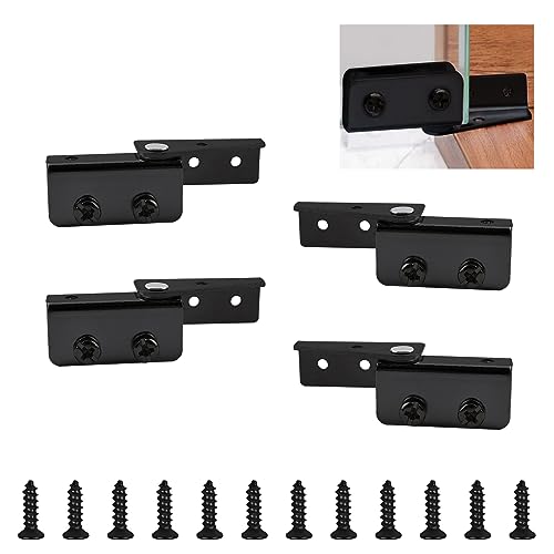 Black Stainless Steel Cabinet Glass Door Hinge, 4Pcs Side Mounted Pivot Hinges, Adjustable, Anti-Slip, 5-8kg Capacity - color: Black