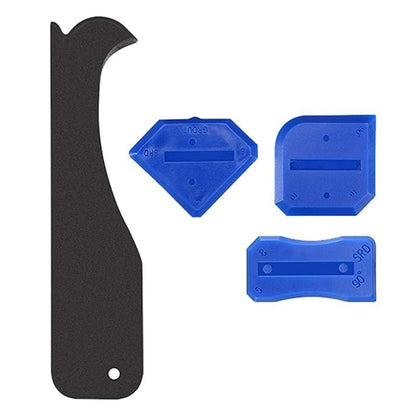 4 Pcs Silicone Caulking Tool Kit, Reusable Sealant Finishing & Grout Scraper Caulk Remover Tool, Portable for Kitchen Bathroom Sink Floor Joint Sealing (Blue)