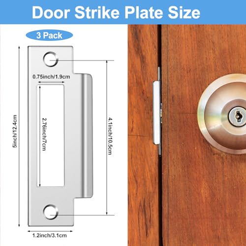 3Pcs 4-7/8" Zinc Plated Strike Plate Universal Door Strike Plate Replacement Lock Strike Plate T Strike Deadbolt Strike Plate Door Backplate Iron with Brushed Zinc Finish for Use(Large Hole) - color: 3PCS