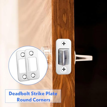 2 Sets Security Deadbolt Strike Plate Kit, 1" x 2-1/4" Door Strike Plate Shim & Spacer, Reinforced Stainless Steel Dead Bolt Strike Plates for Door Jamb Repair, Includes Long Screws (Brushed Nickel)