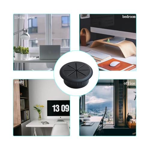 2 Pcs 2 Inch (50mm) Cable Grommet, Flexible Desk Hole Cover, Flexible Desk Grommet, Flexible Desk Grommets, Flexible Desk Cord Grommets, Flexible Desk Cable Grommet (Black) - color: Black