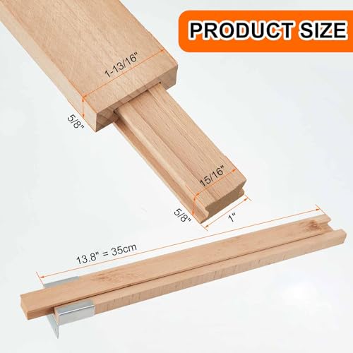 Maitys 2 Pcs Wooden Drawer Slides Bottom Mount Classic Center Guide Track with Metal Slide Glides Traditional Wood Drawer Rails for Dresser Replacement (14 Inches) - size: 14 Inch