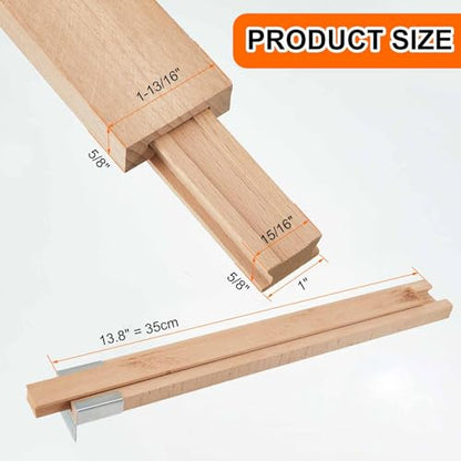 Maitys 2 Pcs Wooden Drawer Slides Bottom Mount Classic Center Guide Track with Metal Slide Glides Traditional Wood Drawer Rails for Dresser Replacement (14 Inches) - size: 14 Inch