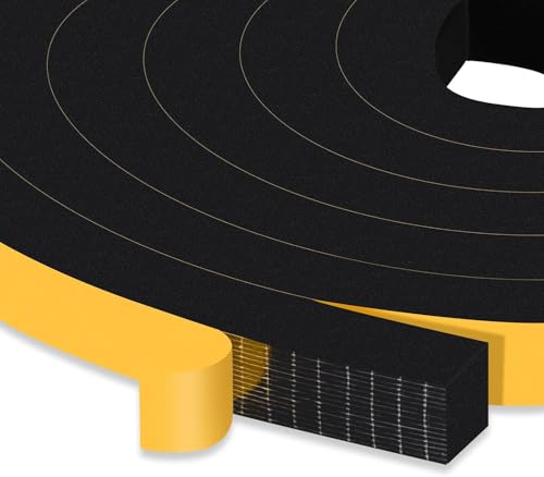 Strong Adhesive Weather Stripping Door Seal, 1/2 in x 3/8 in x 13Ft Black Window Foam Tape Insulation, Tool-Free for Narrow Medium Gap Sealing - color: Black, size: 1/2 In x 3/8 In x 13Ft