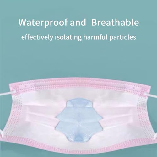 50 Pack Pink Disposable Face Mask for Adults, Solid Pink Breathable 3-Ply Earloop Full Face Protection for Women & Teen Girls