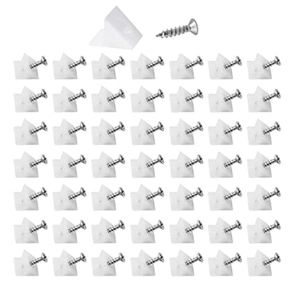 Bonsicoky 50 Pcs Repair Mending Wedges Fixing Sagging Drawer, Plastic Angle Code Drawer Fastener with Screws