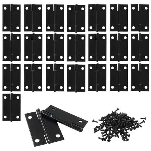 Murtenze 24 Pack 1.5 Inch Door Hinges, Black Butt Hinges with Mounting Screws - color: Black, size: 1.5 Inch - 24 PCS