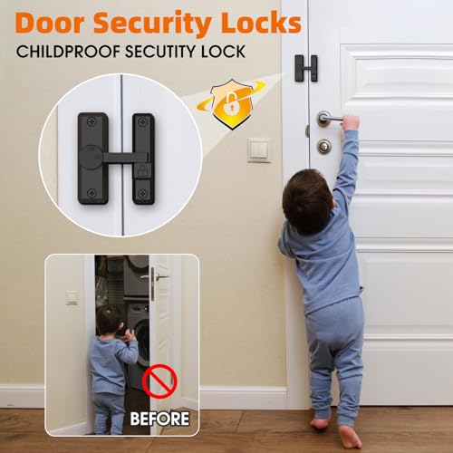 Barn Door Latch, 90/180 Degree Latch, Protect Privacy - Zinc Sliding Latches, Door Security Hardware for Bathrooms, Garages, Bedrooms, Fences, Cabinets (Black-2) - color: Black-2