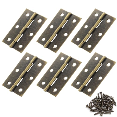 Murtenze 6 Pack 2.5 Inch Door Hinge, Antique Bronze Butt Hinges with Mounting Screws - color: Antique Bronze, size: 2.5 Inch - 6PCS