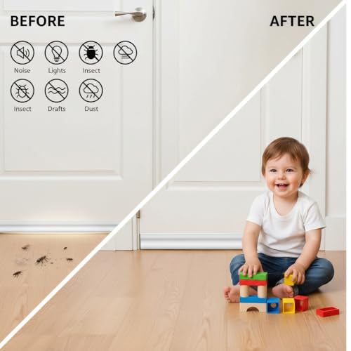 VelTherm Door Draft Stopper - Self-Adhesive Weather Stripping for Energy Saving & Noise Reduction, Easy to Cut & Install, Practical Home Care Gift for Mom, White