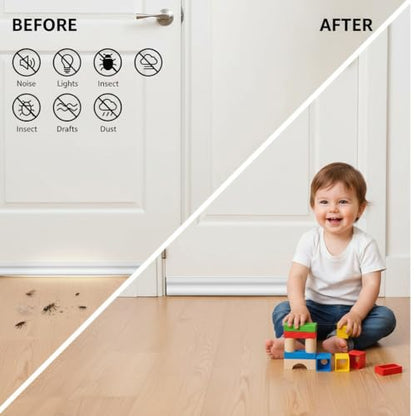 VelTherm Door Draft Stopper - Self-Adhesive Weather Stripping for Energy Saving & Noise Reduction, Easy to Cut & Install, Practical Home Care Gift for Mom, White