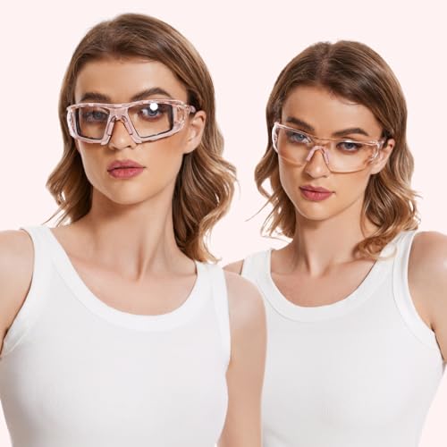 UKNOW Safety Glasses - Anti Fog Wraparound Lenses - Removable Foam Gasket - ANSI Z87.1 Protective Eyewear - Impact Resistant - color: Pink