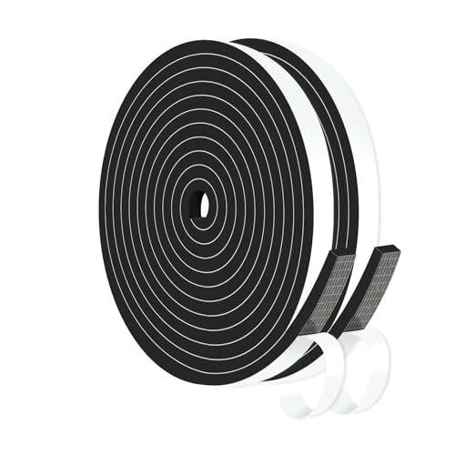 Weather Stripping Door Seal,Door Insulation Strip,Soundproof,Cold Insulation,High Density CR Foam Insulation Tape for Door, Front Door Frame, Windows,Sliding Door (Black,1/2 in x 1/4 in x 52Ft) - size: 1/2 In x 1/4 In x 52Ft