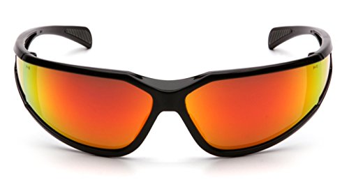 Pyramex Exeter Safety Eyewear - color: Glossy Black Frame/Sky Red Mirror Anti-fog Lens