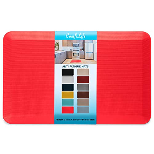 ComfiLife Anti Fatigue Floor Mat – 3/4 Inch Thick Kitchen Mats for Floor, Standing Desk Mat, Kitchen Rug – Comfort at Home, Office – Durable – Stain Resistant – Non-Slip (20" x 32", Scarlet Orange) - color: Scarlet, size: 20" x 32"