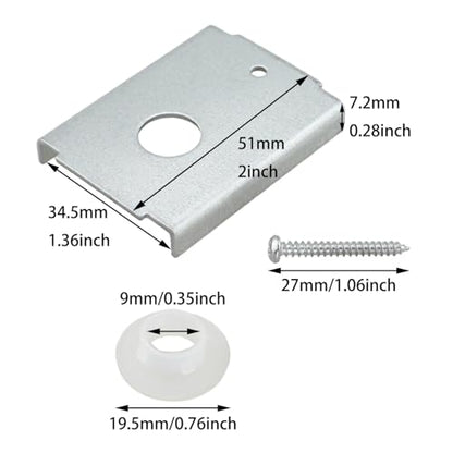 4PCS Double Folding Door Repair Bracket with Screws and Plastic Washer Kit Hardware Fitting Suitable for 1-3/8 Inch Gate Supports 7/16 Inch Hinge